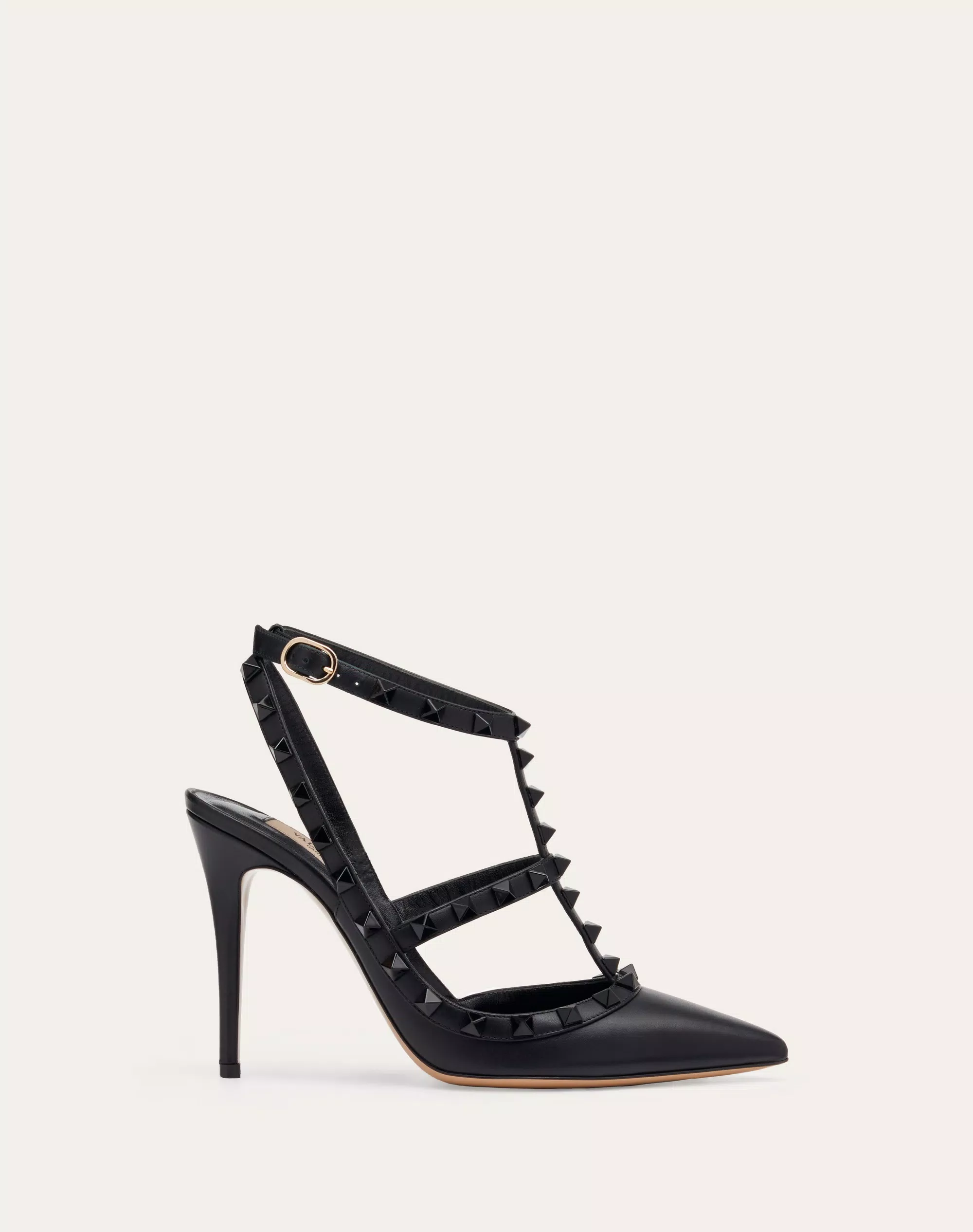 ROCKSTUD ANKLE STRAP PUMP WITH TONAL STUDS 100 MM